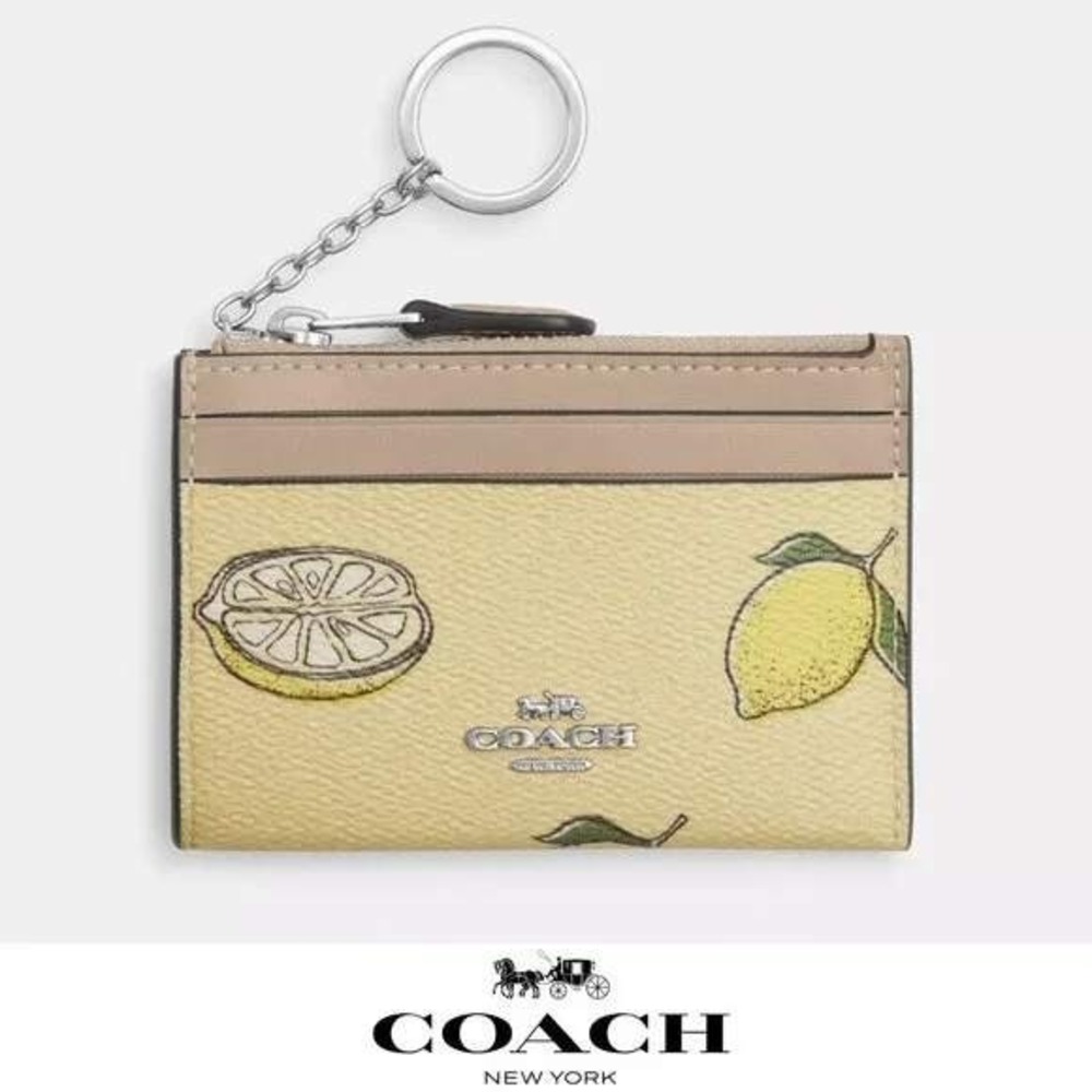 Coach Mini Skinny Id Case With Lemon Print